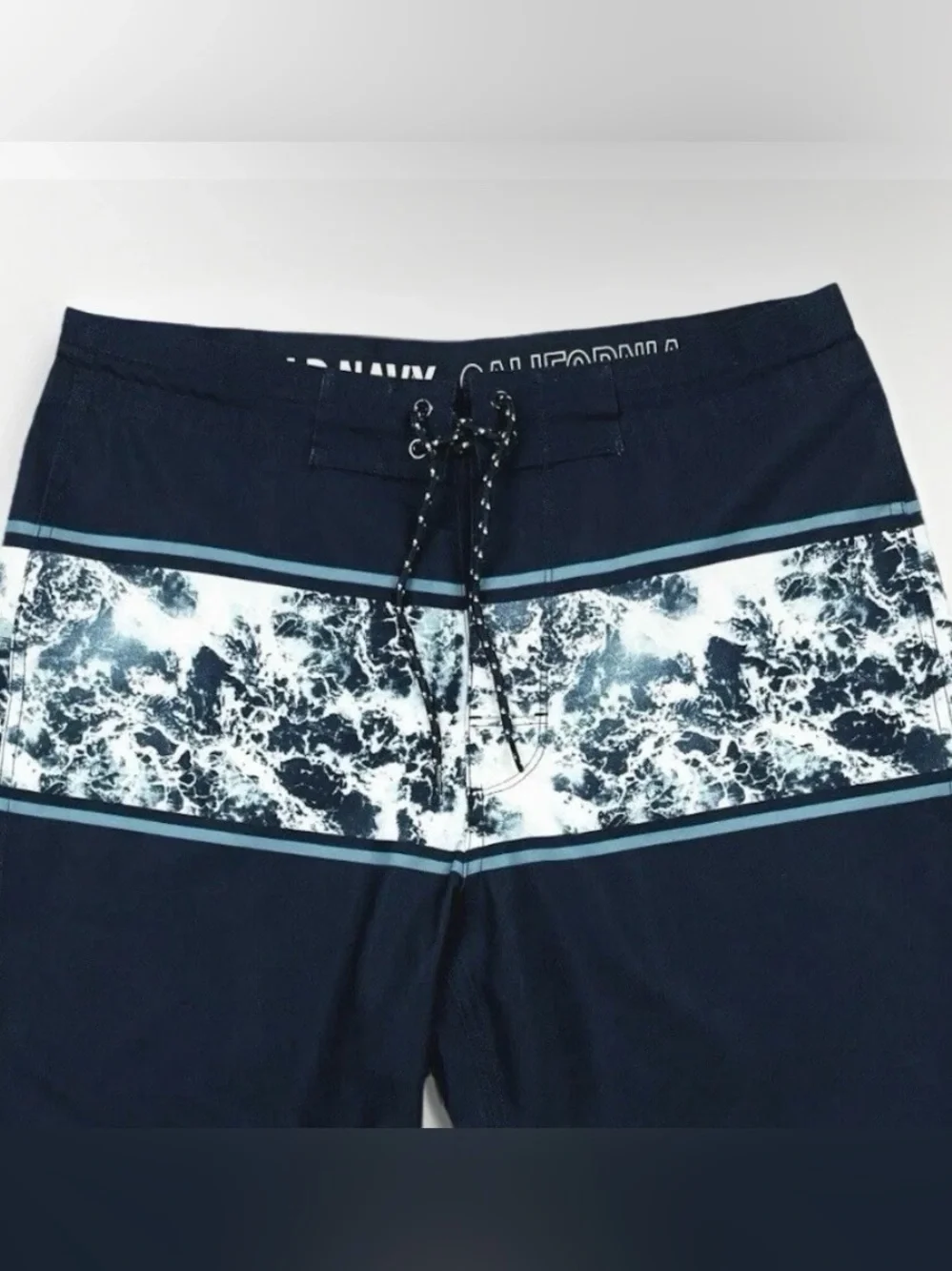Old Navy Board Shorts Men’s Size 30 Blue White Beach Surf Swim Trunks UPF NWT